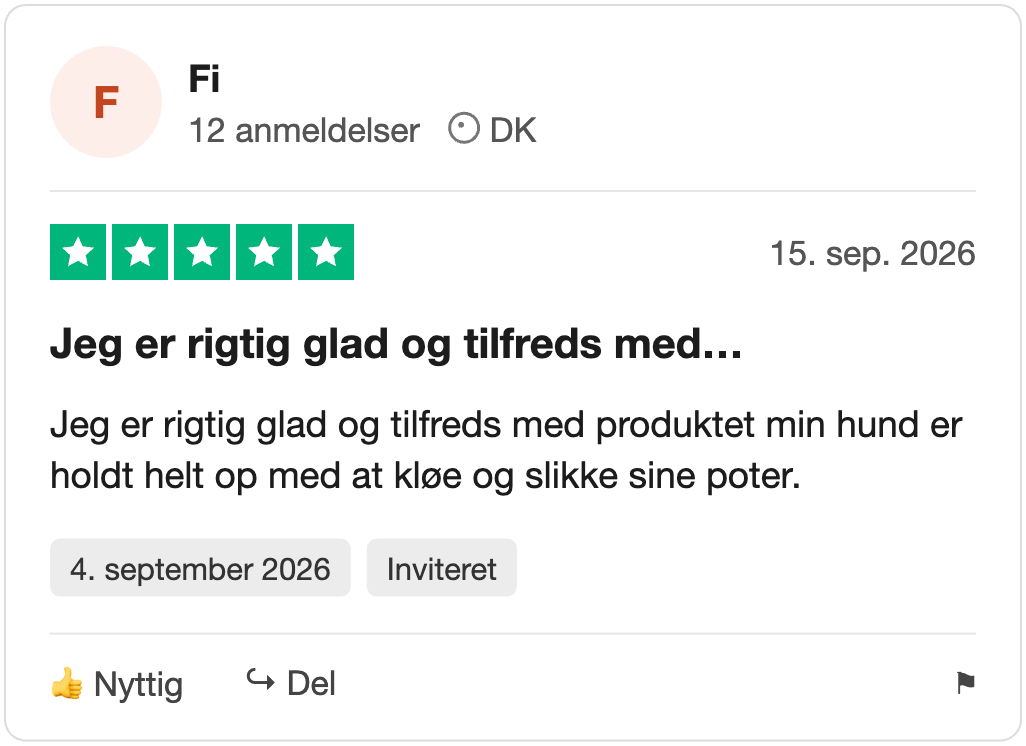 Trustpilot-anmeldelse fra Fi: Jeg er rigtig glad og tilfreds med…